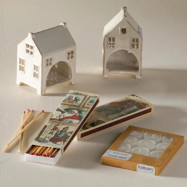 Tea Light Cottage Candleholders, Set of 2