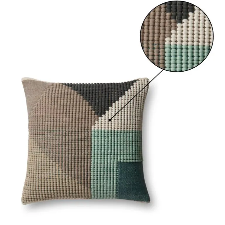 Teal Multi Indoor/Outdoor Pillow, 22" Sq.