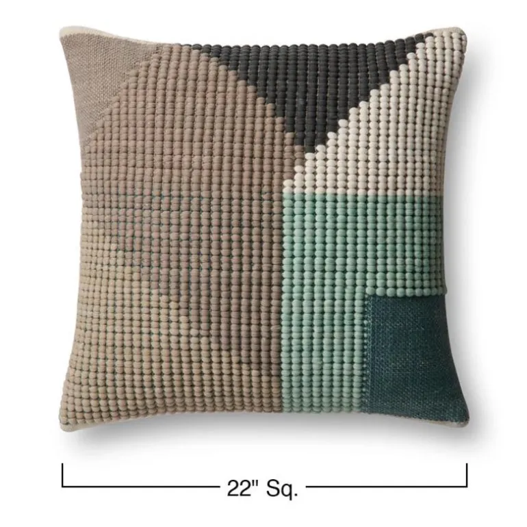 Teal Multi Indoor/Outdoor Pillow, 22" Sq.