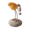 Terracotta Bird on Stone Figurine - Spice