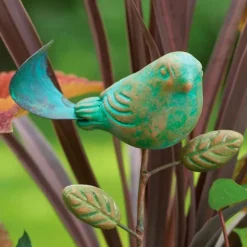 Terracotta Teal Bird Plant Pick