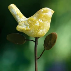 Terracotta Yellow Bird Plant Pick