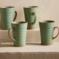 Terra Green Stone Mugs, Set of 4, 8 oz.