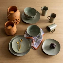 Terra Green Stone Mugs, Set of 4, 8 oz.