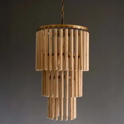 Three-tiered Wooden Pendant Light