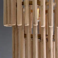 Three-tiered Wooden Pendant Light