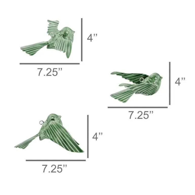 Tilda Ceramic Hanging Birds, Set of 3 - Green