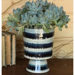 Toku Indigo Stripe Ceramic Vase