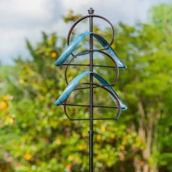 Towering Metallic Semi-Circular Wind Spinner