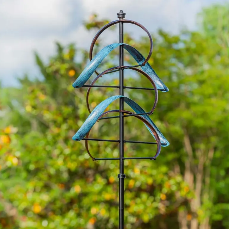 Towering Metallic Semi-Circular Wind Spinner