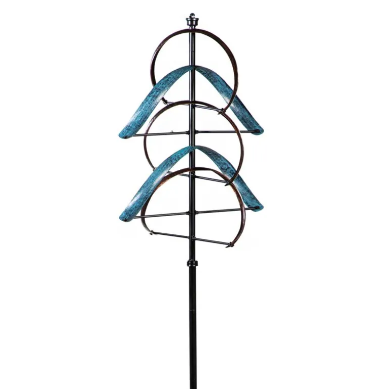 Towering Metallic Semi-Circular Wind Spinner
