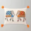 Two Elephants Fringed Accent Pillow