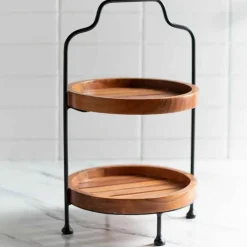 Two-Tiered Acacia Wood Server