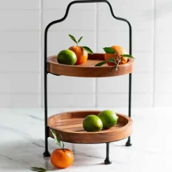 Two-Tiered Acacia Wood Server