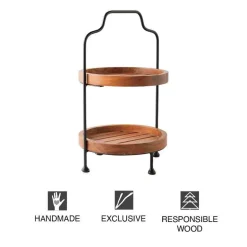 Two-Tiered Acacia Wood Server
