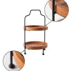 Two-Tiered Acacia Wood Server