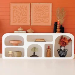 White Arched Wood Modern Console Table