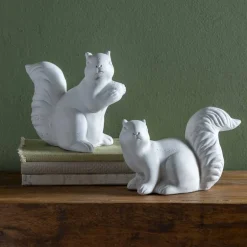 White Cement Squirrels, Set of 2