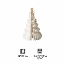 White Hand-Cut Honeycomb Paper Tree Ornament, 6"H