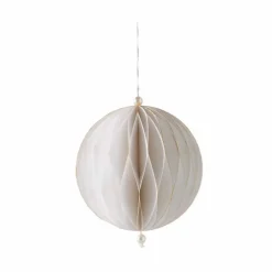 White Hand-Cut Honeycomb Paper Ball Ornament, 6" dia,