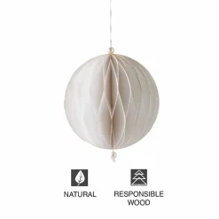 White Hand-Cut Honeycomb Paper Ball Ornament, 6