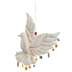Whitewash Peace-Inspired Metal Dove Wall Chime