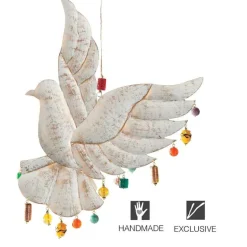 Whitewash Peace-Inspired Metal Dove Wall Chime