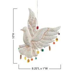 Whitewash Peace-Inspired Metal Dove Wall Chime