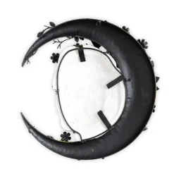 Woman Face with Flower Moon Metal Wall Art