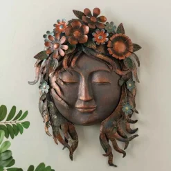 Woman Face with Flowers Wall Decor