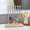 Wood and Stainless Steel Bar Set with Stand