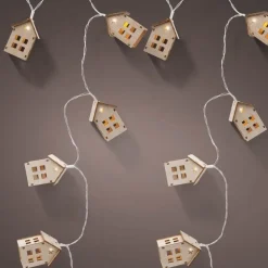 Wooden House LED String Lights, 53"L