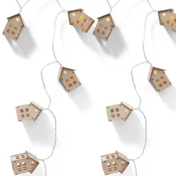 Wooden House LED String Lights, 53"L