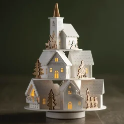 Wooden LED Village with Motion & Music