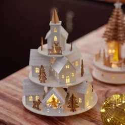 Wooden LED Village with Motion & Music