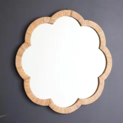 Woven Flower-Shaped Framed Mirror