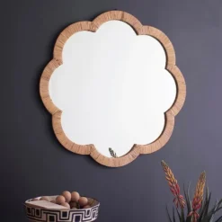 Woven Flower-Shaped Framed Mirror