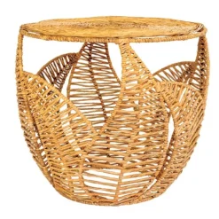 Woven Leaf Seagrass Side Table