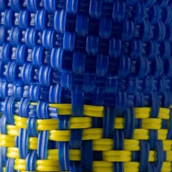 Woven Recycled Plastic Wine Tote - Blue Diamonds