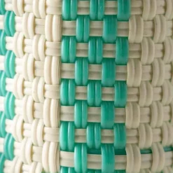 Woven Recycled Plastic Wine Tote - Turquoise Checks