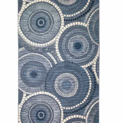 3' x 5' Indoor/Outdoor Blue Circles Rug