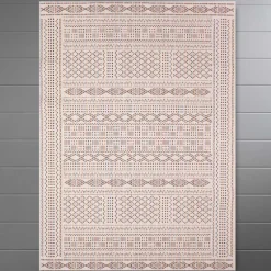 5' x 8' Indoor/Outdoor Brown Circles Rug