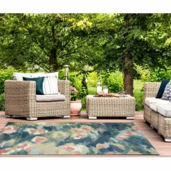 5' x 8' Watercolor Pond Indoor/Outdoor Rug (marina)