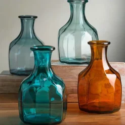 Zeta Geometric Recycled Glass Vase - Amber